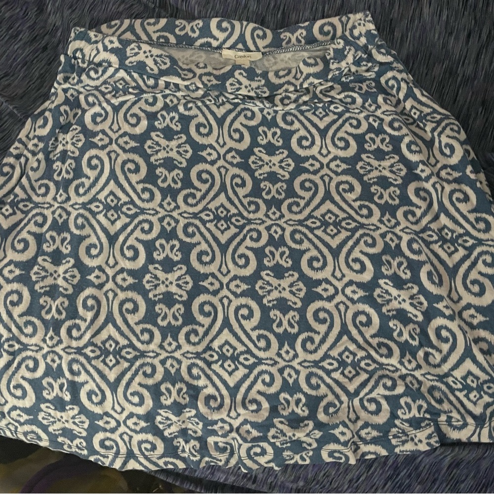 Caslon Blue and White Skater Skirt